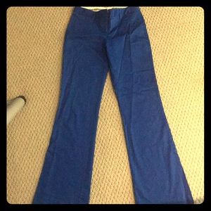 Blue bootcut work pants